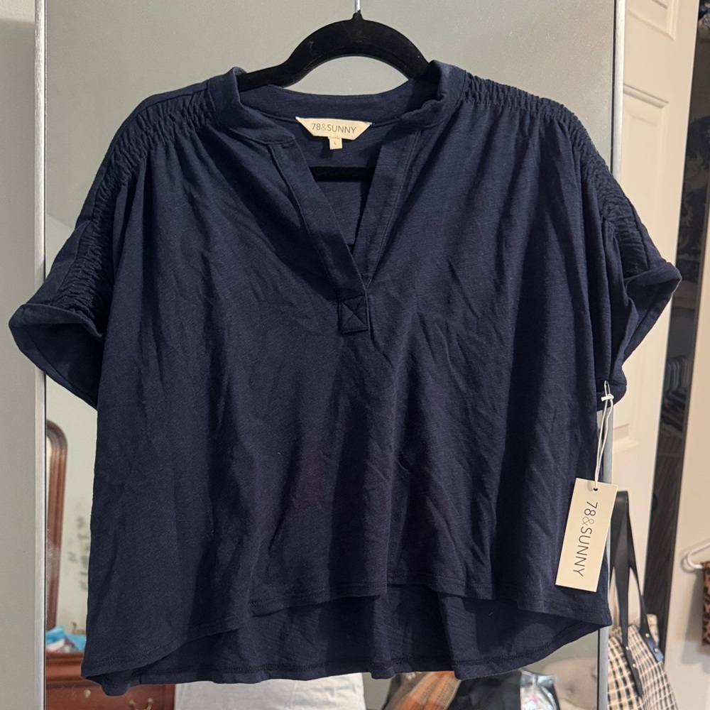 78Sunny Women's Elegant Navy Blouse